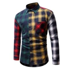 Casual Plaid Patchwork Slim Long Sleeves Men's Shirt -Rountine Shop 026dcf7a a30a 4fd9 a179 e0517e88f7b8
