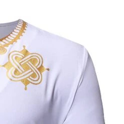 Dashiki African Fashion Style V-Neck Golden Print Casual Color Block Men's Shirt -Rountine Shop 05ec77af 4942 43db a502 d1479dab8eba