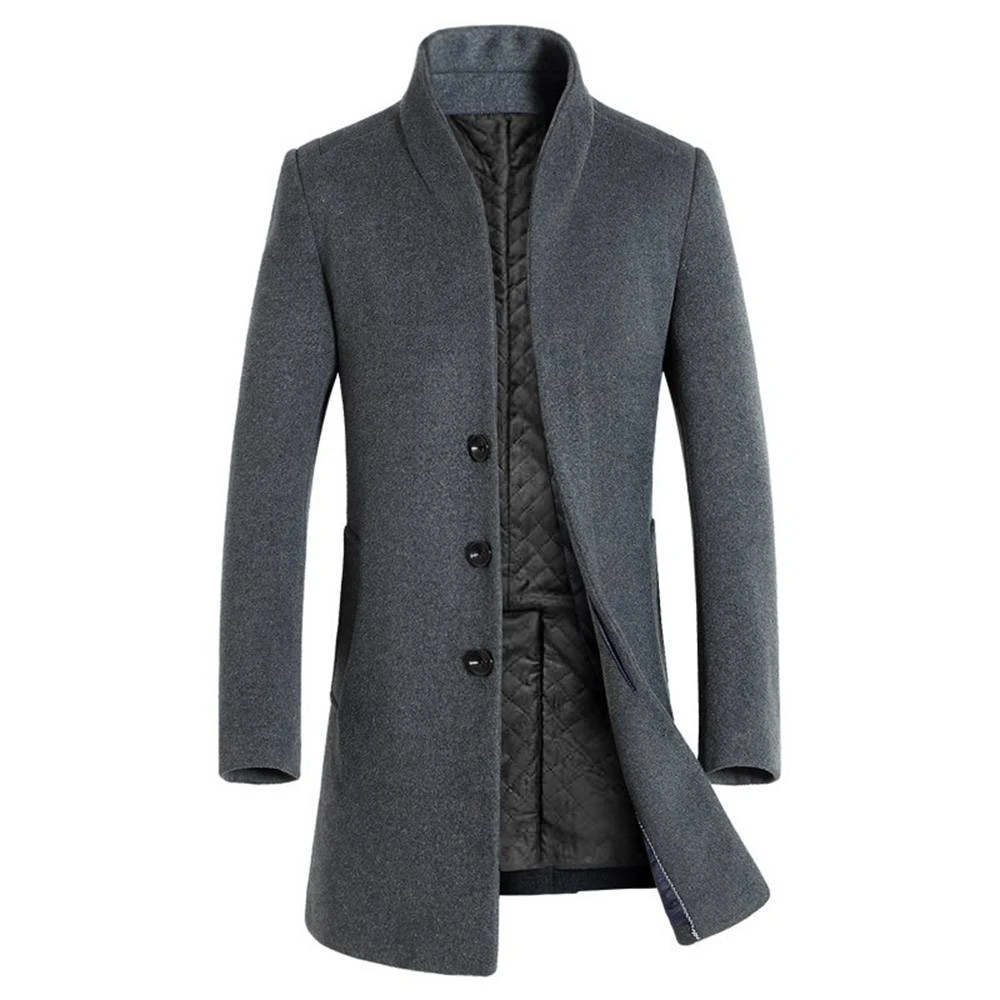 Western Plain Mid-Length Stand Collar Slim Men's Coat 1 Western Plain Mid-Length Stand Collar Slim Men's Coat
