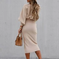 Formal Mid-Calf Long Sleeve Stand Collar Bodycon Women's Dress -Rountine Shop 0ba7a2a6 ec7e 4b74 a94a 1b528cacf370