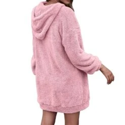 Long Sleeves Pocket Plain Mid-Length Pullover Hooded Women's Hoodie -Rountine Shop 10861236 d453 4713 b240 974240c94fb6