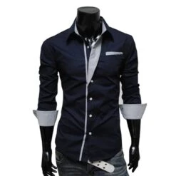 Lapel Single-Breasted Men's Long Sleeve Shirt -Rountine Shop 10d59bde d107 435e b0f5 96bd7e01ee7c