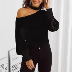 Lantern Sleeve Plain Long Sleeve Standard Women's Blouse -Rountine Shop 12595eac 5bfa 4a2d 90ee 1ec1cc213e5b