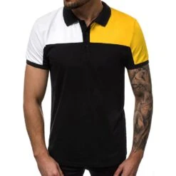 Button Polo Neck Casual Color Block Men's Polo Shirt
