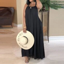 Lace-Up Sleeveless A-Line Backless Women's Maxi Dress -Rountine Shop 153d6d26 083b 4f12 8720 73f39a8c3c81