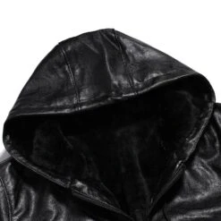 Hooded Plain Standard Slim Men's Leather Jacket -Rountine Shop 157c1798 1ae7 4904 a9d7 6cbc5378dd70