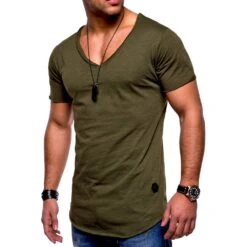 V-Neck Casual Pullover Men's T-shirt