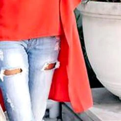 Plain Asymmetric V-Neck Mid-Length Women's Blouse -Rountine Shop 1977b02a 97e5 4611 912c 4765a0cd2c90