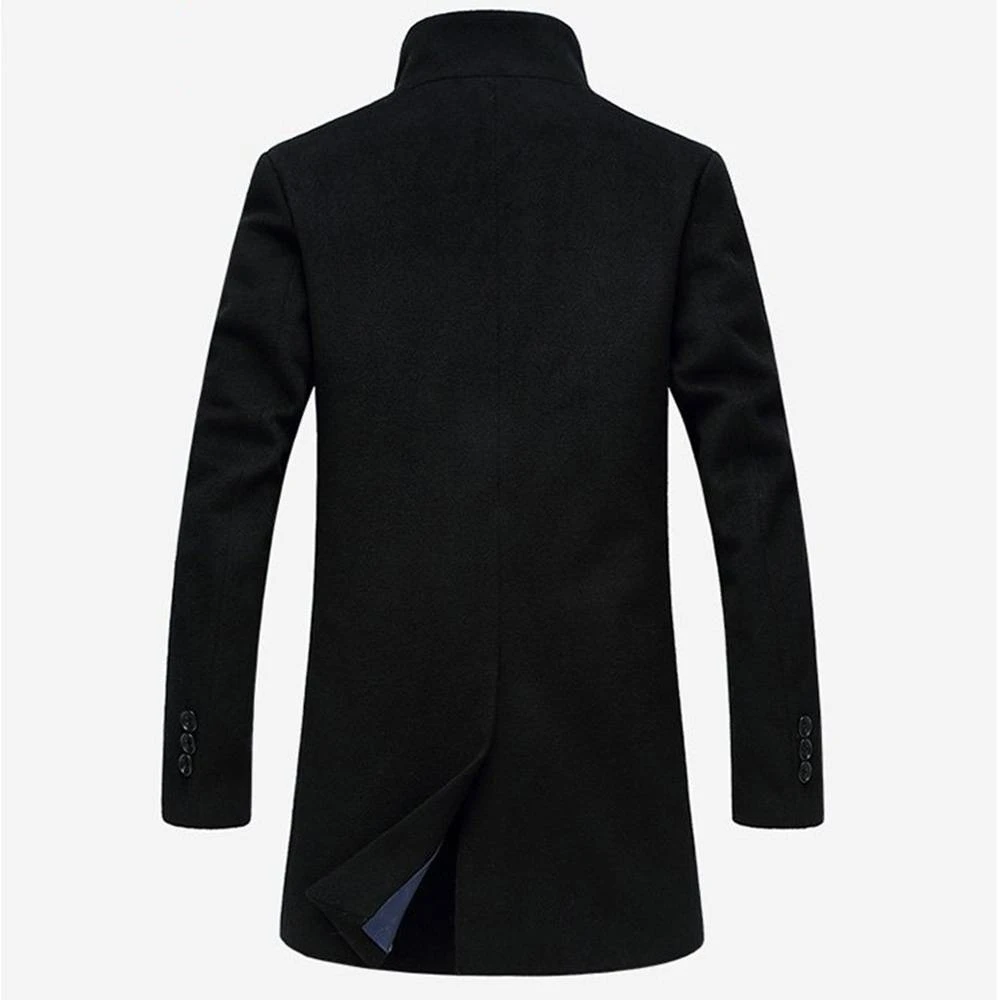 Western Plain Mid-Length Stand Collar Slim Men's Coat 4 Western Plain Mid-Length Stand Collar Slim Men's Coat - Image 4