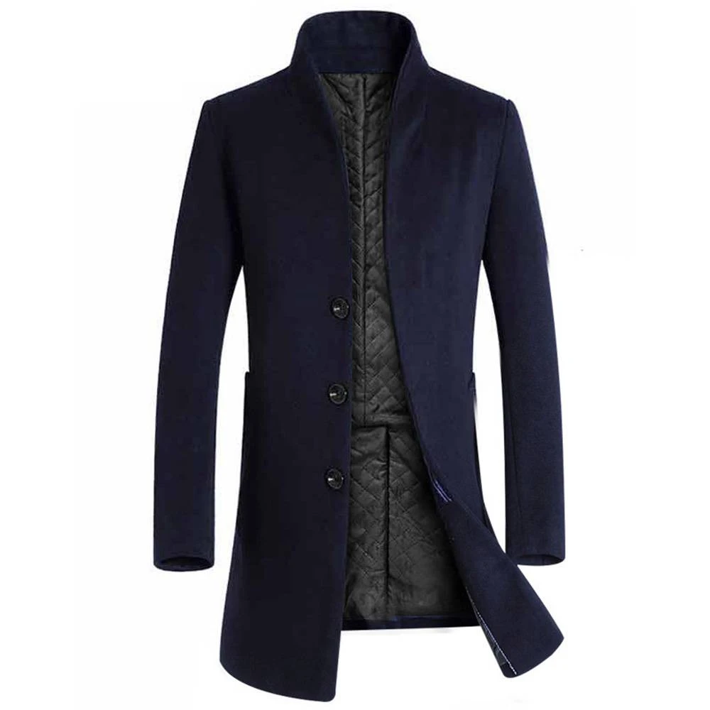 Western Plain Mid-Length Stand Collar Slim Men's Coat 2 Western Plain Mid-Length Stand Collar Slim Men's Coat - Image 2