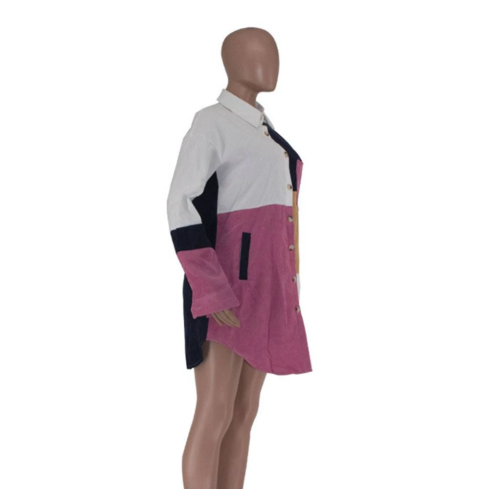 Patchwork Single-Breasted Loose Long Sleeve Mid-Length Women's Jacket 19 Patchwork Single-Breasted Loose Long Sleeve Mid-Length Women's Jacket - Image 19