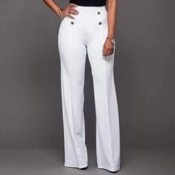 Plain Slim Button Full Length Women's Casual Pants -Rountine Shop 2b33e186 333f 407a b90c 7ef3c9d73074