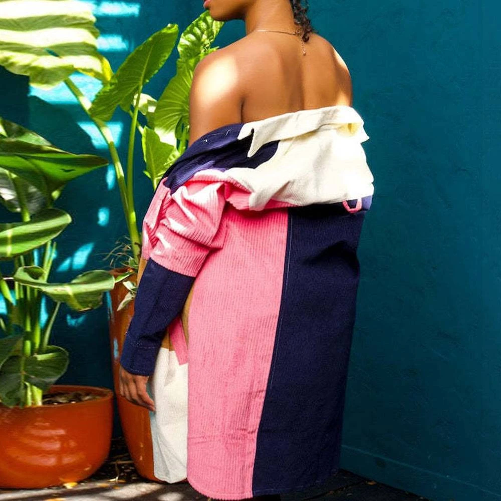 Patchwork Single-Breasted Loose Long Sleeve Mid-Length Women's Jacket 16 Patchwork Single-Breasted Loose Long Sleeve Mid-Length Women's Jacket - Image 16