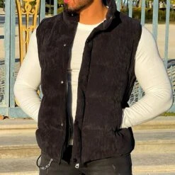 Plain Thick Pocket Stand Collar Casual Men's Waistcoat -Rountine Shop 3291f709 cb01 4f63 8049 55fb369fd3a5