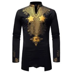 Casual Print Stand Collar Fall Men's Shirt