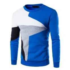 Color Block Patchwork Pullover Round Neck Men's Hoodies