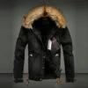 Thick Lapel Hooded Long Sleeve Winter Men's Jacket