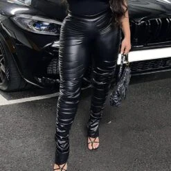 Skinny Split Plain Pencil Pants Women's Casual Pants