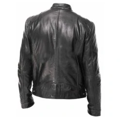 Standard PU Stand Collar Plain Men's Leather Jacket -Rountine Shop 411b7fb6 70e8 4723 a660 ea5a9dc87293
