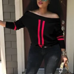 Stripe Oblique Collar African Fashion Women's T-Shirt -Rountine Shop 456eca87 8026 43f0 b3cf a912eaca446a