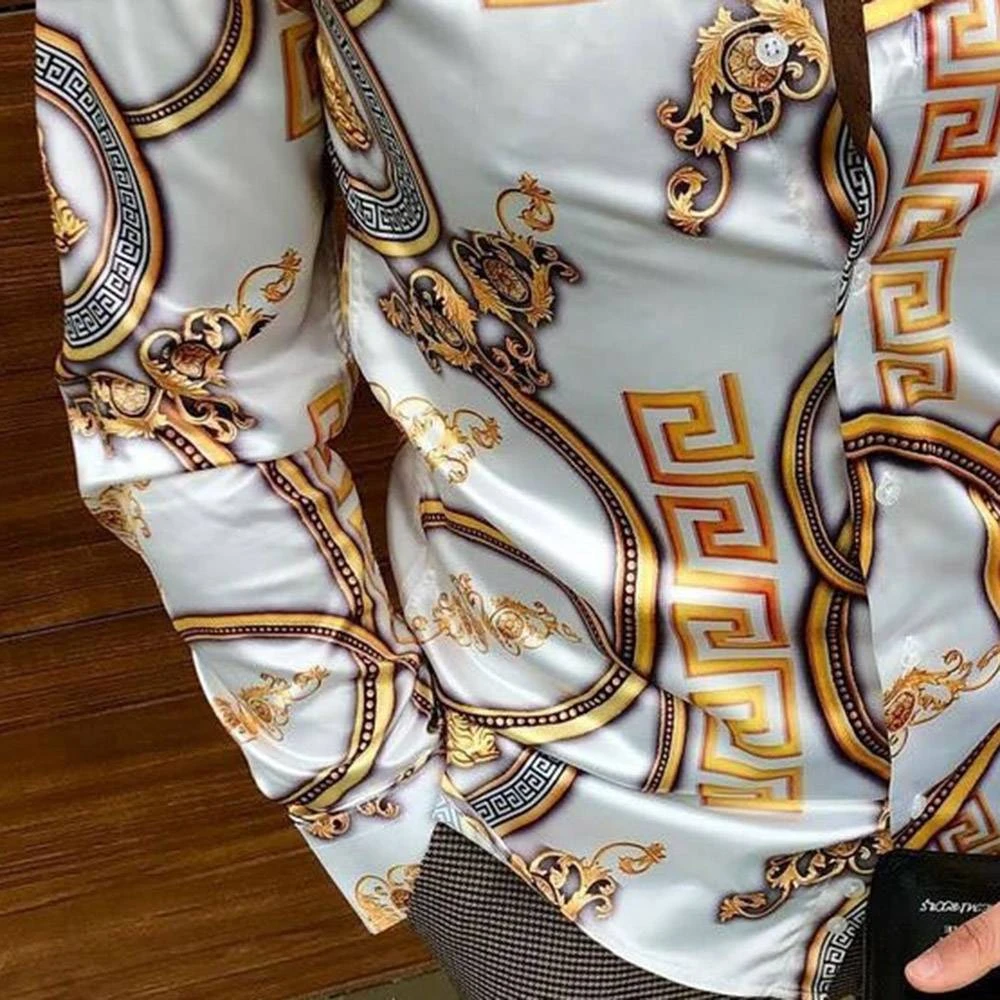 Lapel Color Block Fashion Button Single-Breasted Men's Shirt 3 Lapel Color Block Fashion Button Single-Breasted Men's Shirt - Image 3