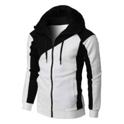Color Block Patchwork Hooded Slim Men's Jacket
