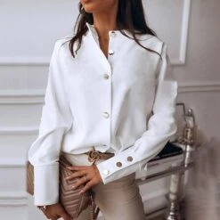 Patchwork Regular Plain Standard Slim Women's Blouse