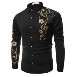 Casual Print Floral Fall Slim Men's Shirt