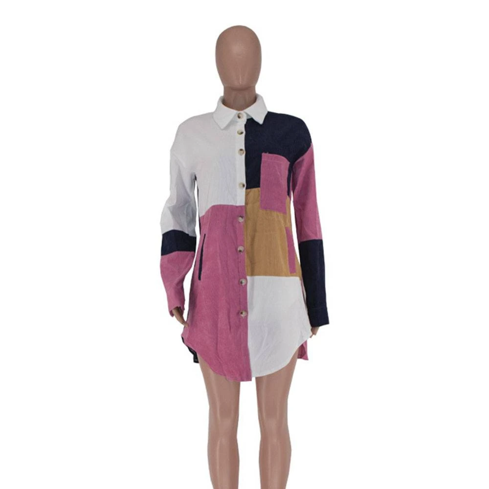 Patchwork Single-Breasted Loose Long Sleeve Mid-Length Women's Jacket 18 Patchwork Single-Breasted Loose Long Sleeve Mid-Length Women's Jacket - Image 18