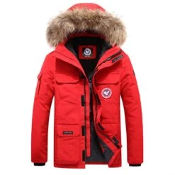 Standard Pocket Hooded Zipper Men's Down Jacket