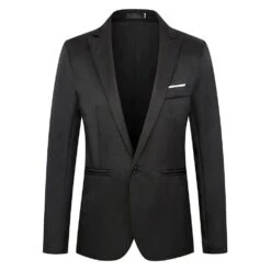 Slim One Button Plain Casual Men's Blazer