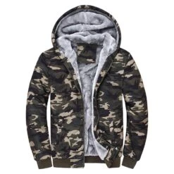 Cardigan Patchwork Fleece Camouflage Winter Men's Hoodies