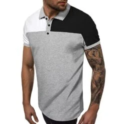 Button Polo Neck Casual Color Block Men's Polo Shirt -Rountine Shop 60dd68c6 c025 4bc4 acbc 05b25b8ee777