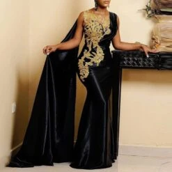 Floor-Length Sleeveless One Shoulder Appliques Wedding Party Dress 2021