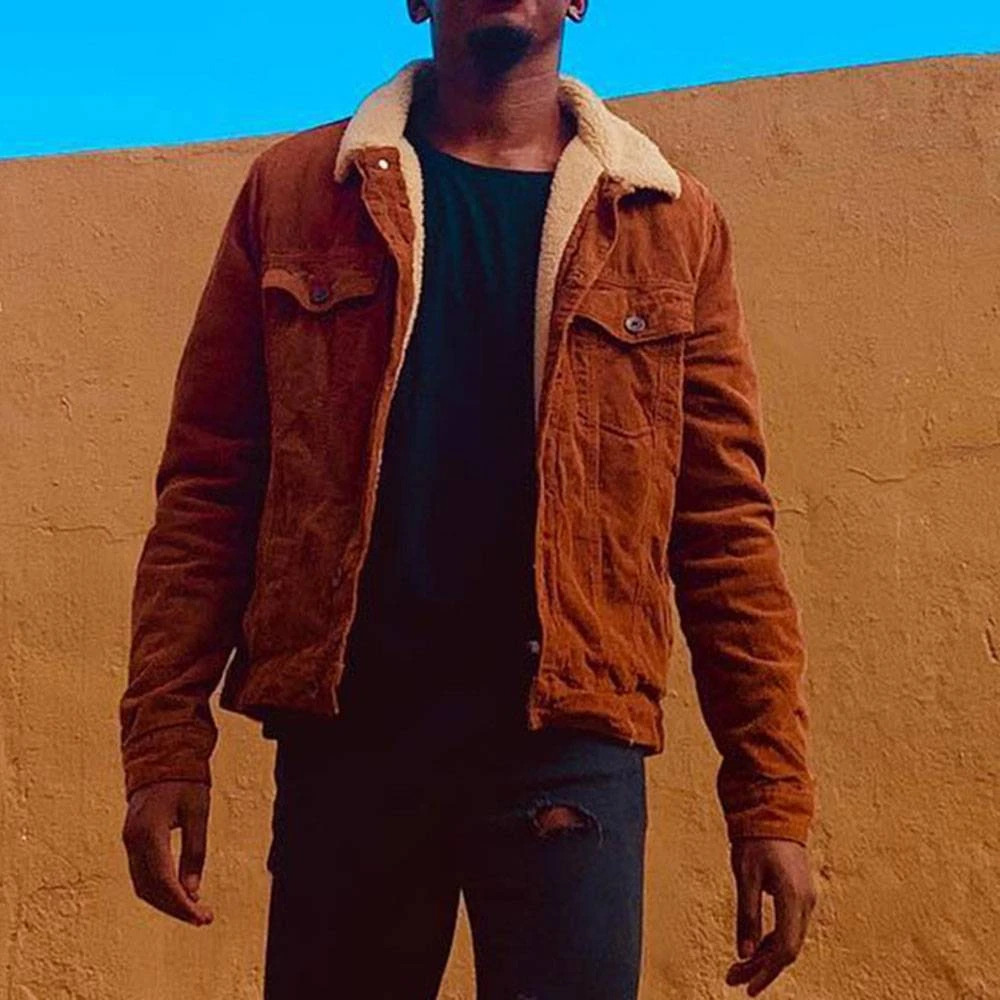 Lapel Plain Fleece Pocket Straight Men's Jacket 1 Lapel Plain Fleece Pocket Straight Men's Jacket