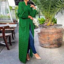 Long Pockets Long Sleeve Women's Sweater Cardigan