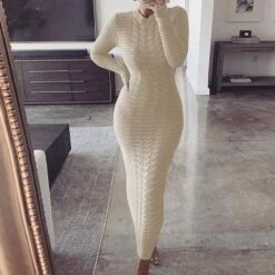 Long Sleeve Bodycon Ankle-Length Pullover Women's Dress