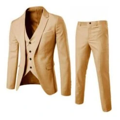 Formal Plain One Button Pants Men's Dress Suit