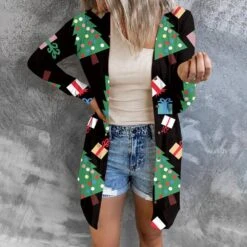 Long Sleeve Christmas Loose Regular Women's Jacket