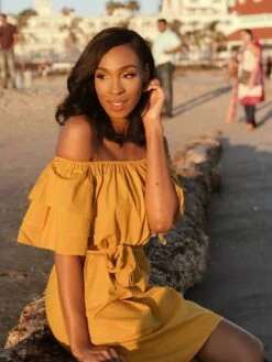 Falbala Pleated Bowknot Women's Day Dress