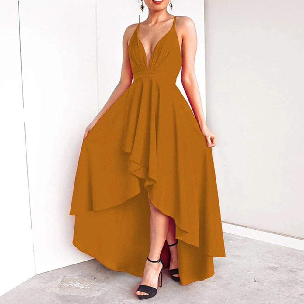 Asymmetric V-Neck Floor-Length Sleeveless Women's Maxi Dress 4 Asymmetric V-Neck Floor-Length Sleeveless Women's Maxi Dress - Image 4