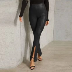Skinny Split Plain Bellbottoms Women's Casual Pants
