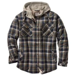 Fleece Patchwork Plaid Hooded Casual Men's Jacket