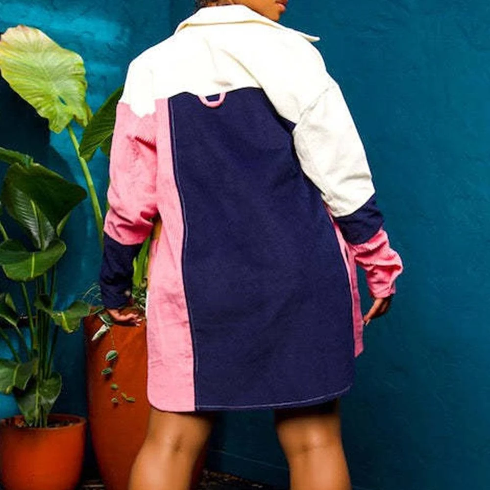 Patchwork Single-Breasted Loose Long Sleeve Mid-Length Women's Jacket 14 Patchwork Single-Breasted Loose Long Sleeve Mid-Length Women's Jacket - Image 14