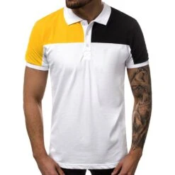 Button Polo Neck Casual Color Block Men's Polo Shirt -Rountine Shop 8494e310 c02a 4f63 9fff 908d0b44af59