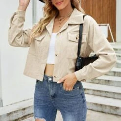Loose Long Sleeve Single-Breasted Lapel Short Women's Jacket