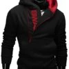 Letters Printed Contrast Zipper Men's Casual Hoodie