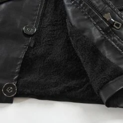 Mid-Length Plain Stand Collar Fashion Men's Leather Jacket -Rountine Shop 918bf7cb 77d8 4d5e 91ef 8812fc74cec9