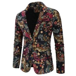 Slim Casual One Button Floral Men's Leisure Blazer