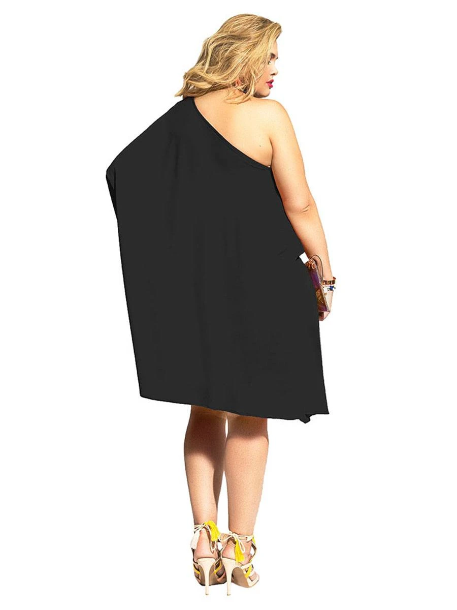 Plus Size Black Off Shoulder Women's Party Dress 2 Plus Size Black Off Shoulder Women's Party Dress - Image 2